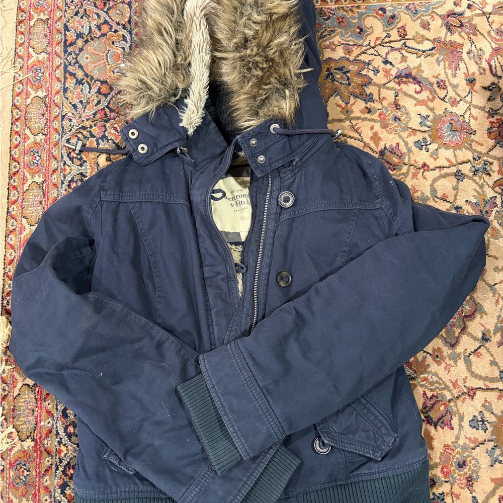 Women’s Navy Blue Fur-Lined Jacket